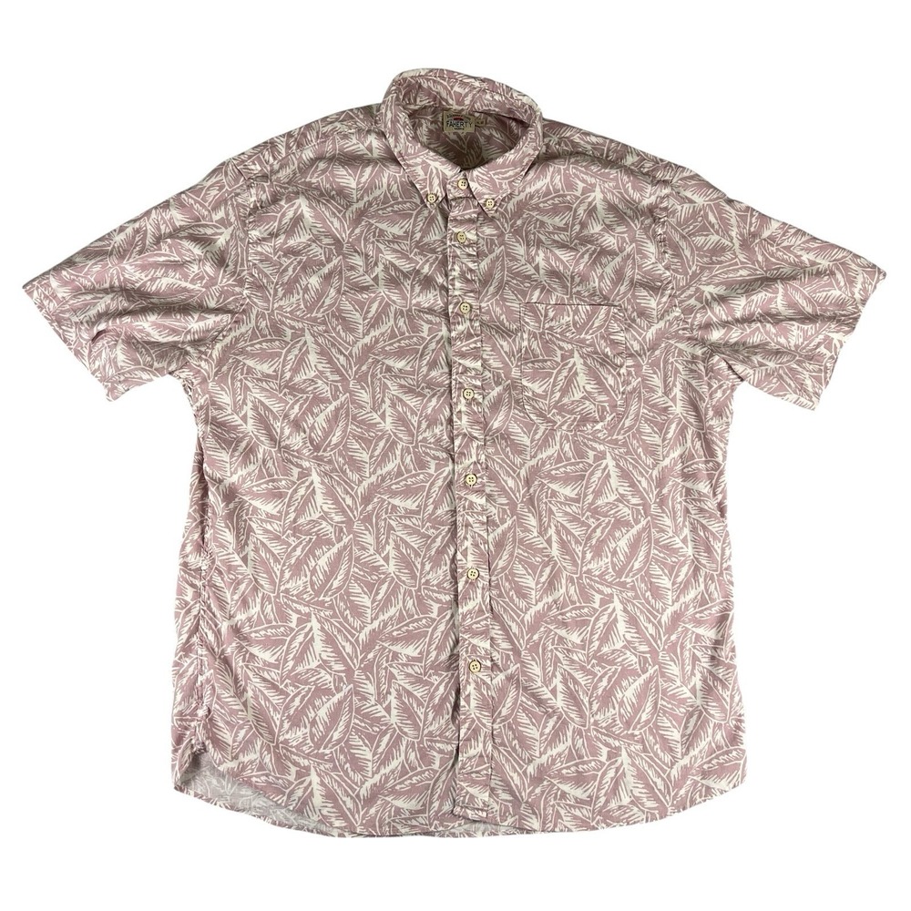 Faherty Breeze Shirt Quartz Leaf Print XL Pink Hemp Lyocell Button Down
